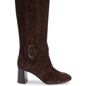 Tod's Gomma Chocolate Suede Tall Boots, Size 11